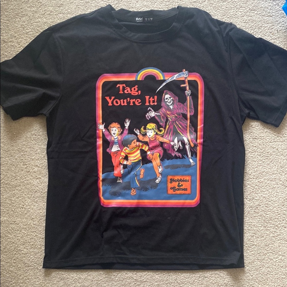 Romwe Black Graphic T-Shirt